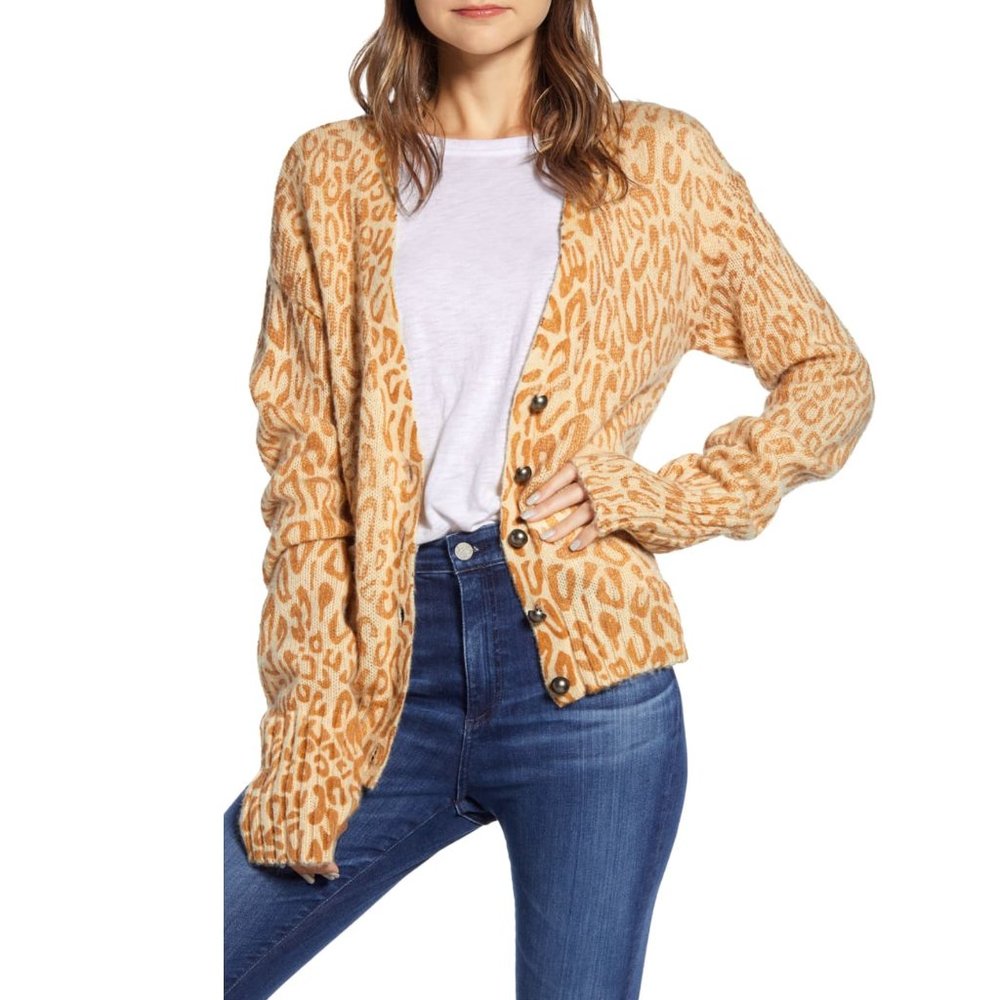 REBECCA MINKOFF Kerry Leopard Print Cardigan